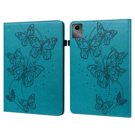 For Lenovo Tab M11 / Xiaoxin Pad 11 2024 Case Card Slots Butterfly Leather Tablet Cover - Blue