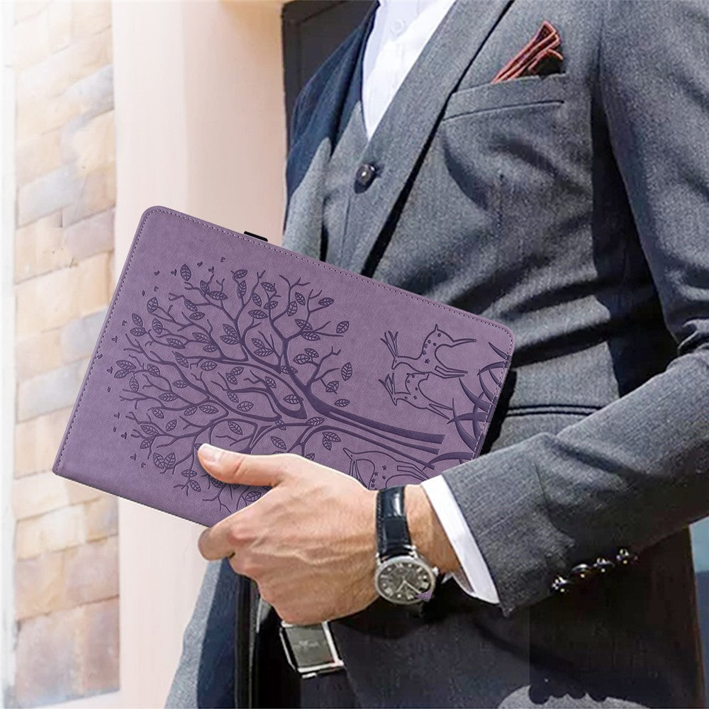 For Lenovo Tab M11 / Xiaoxin Pad 11 2024 Leather Case Tree Deer Pattern Stand Tablet Cover - Purple
