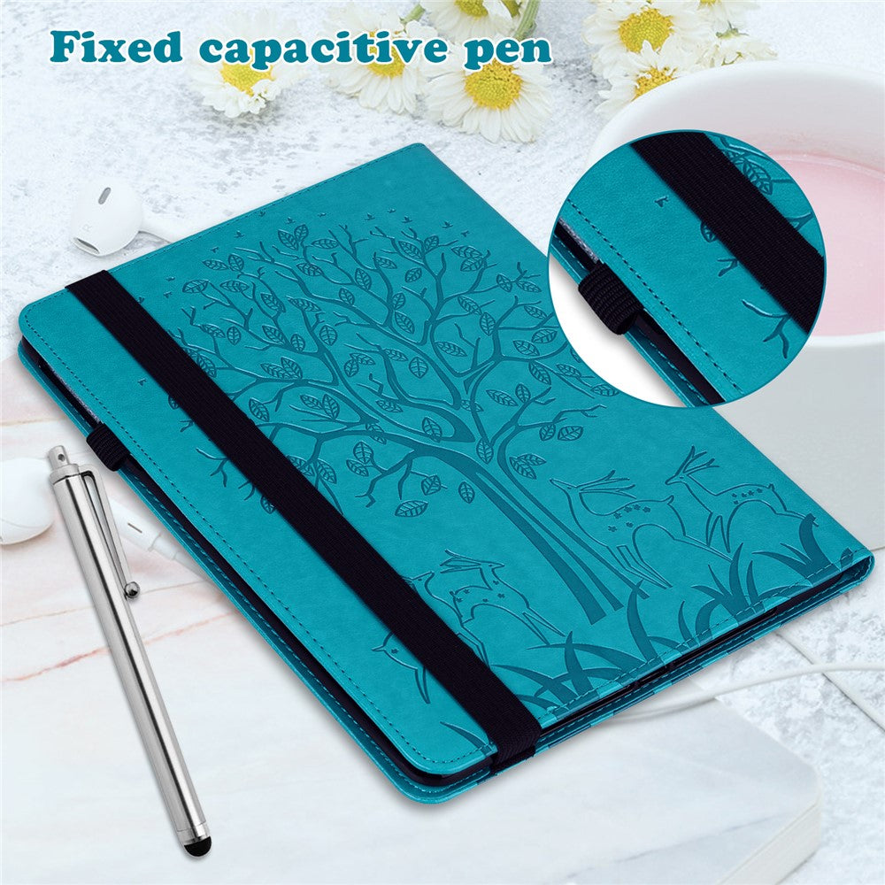 For Lenovo Tab M11 / Xiaoxin Pad 11 2024 Leather Case Tree Deer Pattern Stand Tablet Cover - Blue