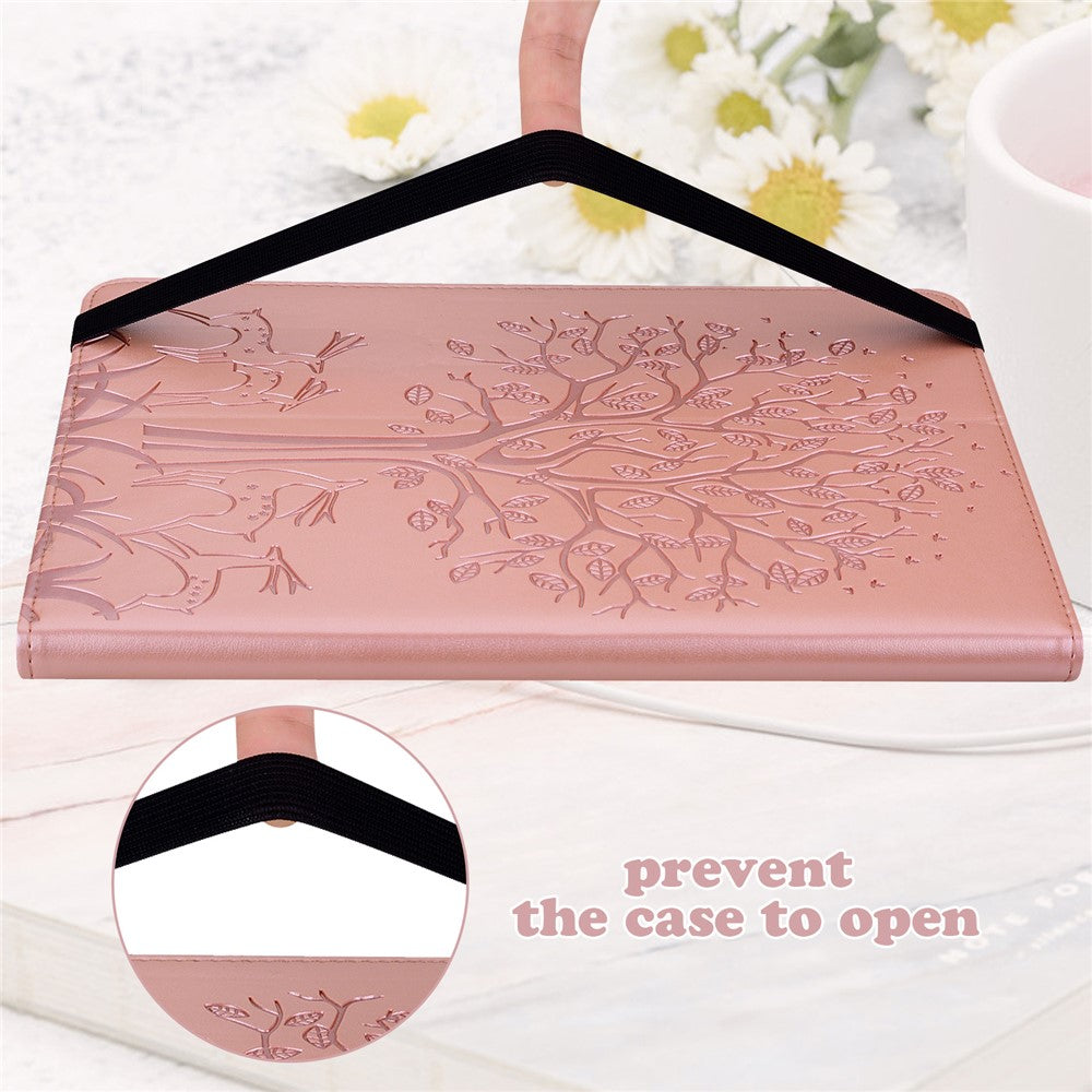 For Lenovo Tab M11 / Xiaoxin Pad 11 2024 Leather Case Tree Deer Pattern Stand Tablet Cover - Rose Gold