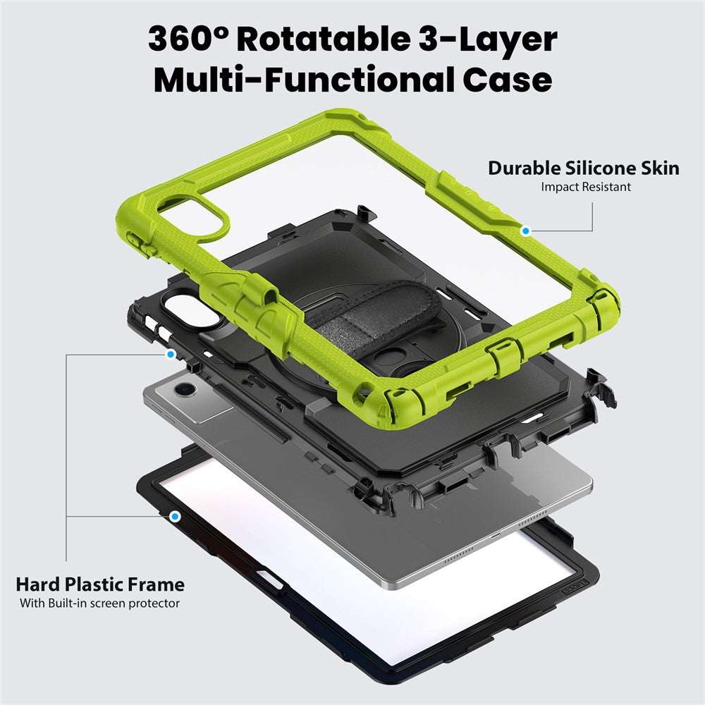 For Lenovo Xiaoxin Pad 11 2025 / 2024 / Idea Tab / K11 Gen 2 / M11 / K11 LTE (2024) Case PC+Silicone Tablet Cover - Black+Yellow-green