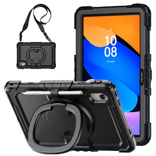 For Lenovo Xiaoxin Pad 11 2025 / 2024 / Idea Tab / K11 Gen 2 / M11 / K11 LTE (2024) Case Kickstand PC+Silicone Tablet Cover with Strap - Black