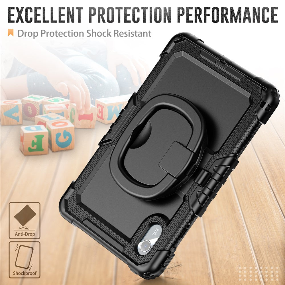 For Lenovo Xiaoxin Pad 11 2025 / 2024 / Idea Tab / K11 Gen 2 / M11 / K11 LTE (2024) Case Kickstand PC+Silicone Tablet Cover with Strap - Black
