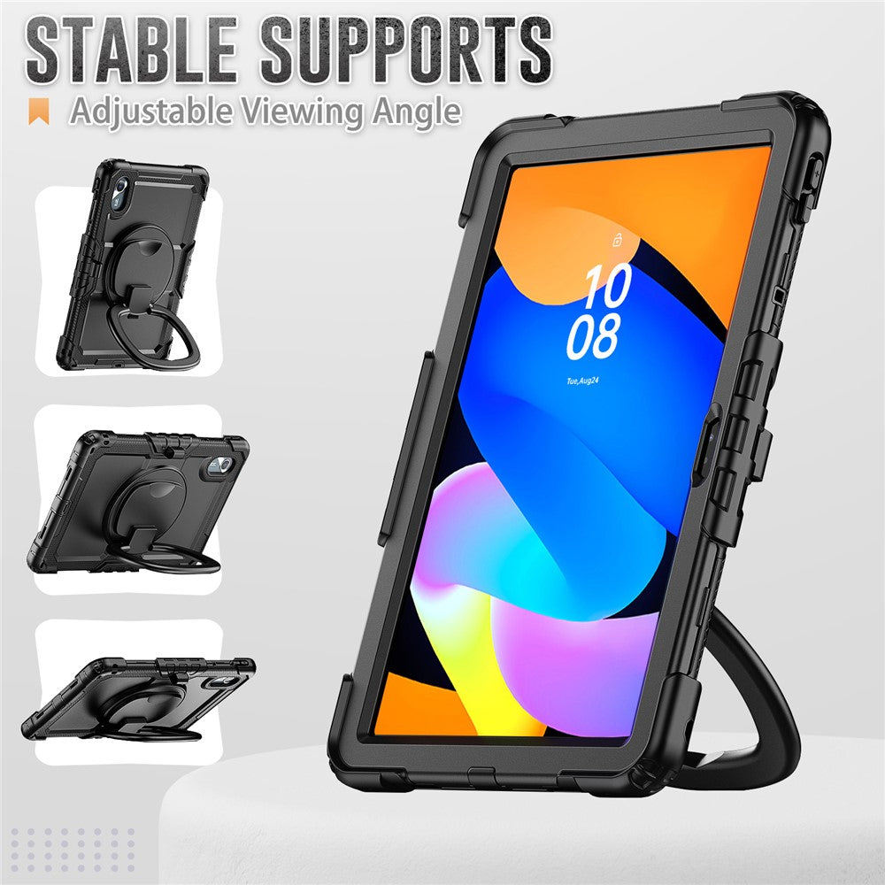 For Lenovo Xiaoxin Pad 11 2025 / 2024 / Idea Tab / K11 Gen 2 / M11 / K11 LTE (2024) Case Kickstand PC+Silicone Tablet Cover with Strap - Black