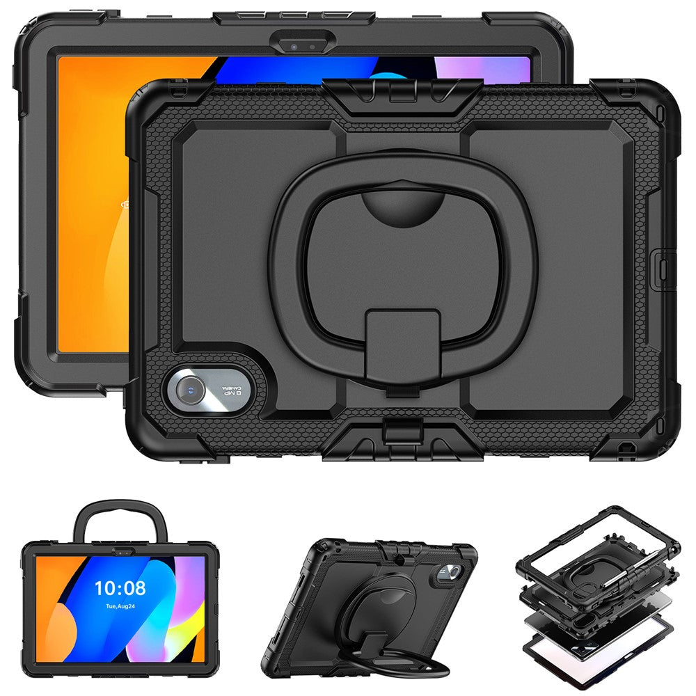 For Lenovo Xiaoxin Pad 11 2025 / 2024 / Idea Tab / K11 Gen 2 / M11 / K11 LTE (2024) Case Kickstand PC+Silicone Tablet Cover with Strap - Black