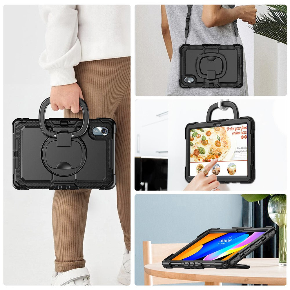 For Lenovo Xiaoxin Pad 11 2025 / 2024 / Idea Tab / K11 Gen 2 / M11 / K11 LTE (2024) Case Kickstand PC+Silicone Tablet Cover with Strap - Black