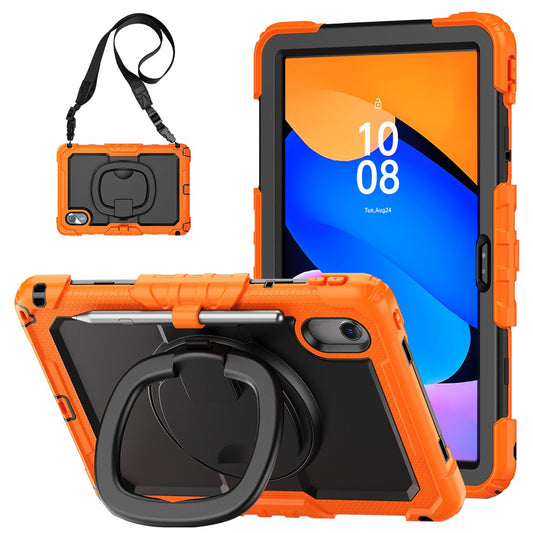 For Lenovo Xiaoxin Pad 11 2025 / 2024 / Idea Tab / K11 Gen 2 / M11 / K11 LTE (2024) Case Kickstand PC+Silicone Tablet Cover with Strap - Orange