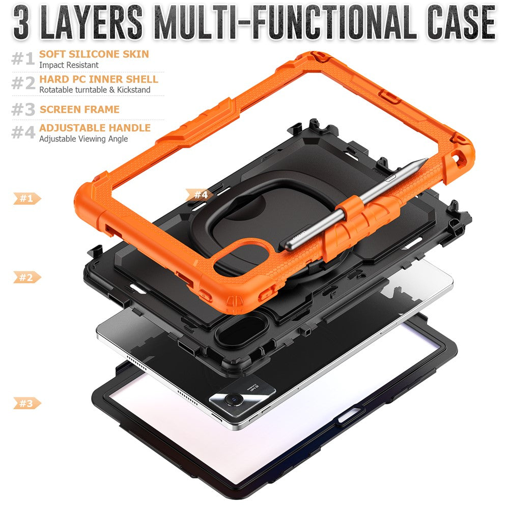 For Lenovo Xiaoxin Pad 11 2025 / 2024 / Idea Tab / K11 Gen 2 / M11 / K11 LTE (2024) Case Kickstand PC+Silicone Tablet Cover with Strap - Orange