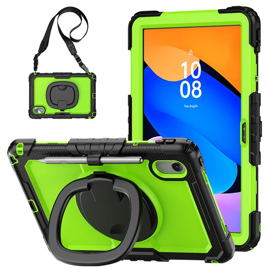 For Lenovo Xiaoxin Pad 11 2025 / 2024 / Idea Tab / K11 Gen 2 / M11 / K11 LTE (2024) Case Kickstand PC+Silicone Tablet Cover with Strap - Yellowgreen / Black