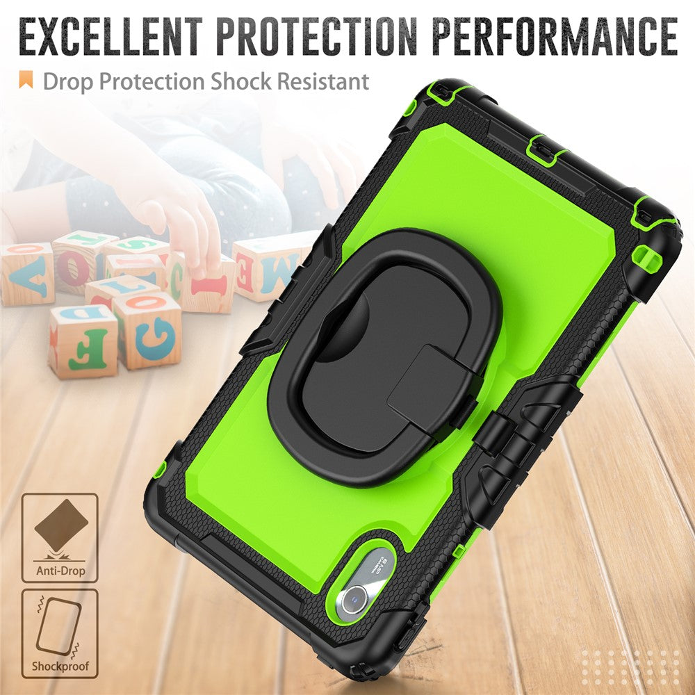 For Lenovo Xiaoxin Pad 11 2025 / 2024 / Idea Tab / K11 Gen 2 / M11 / K11 LTE (2024) Case Kickstand PC+Silicone Tablet Cover with Strap - Yellowgreen / Black