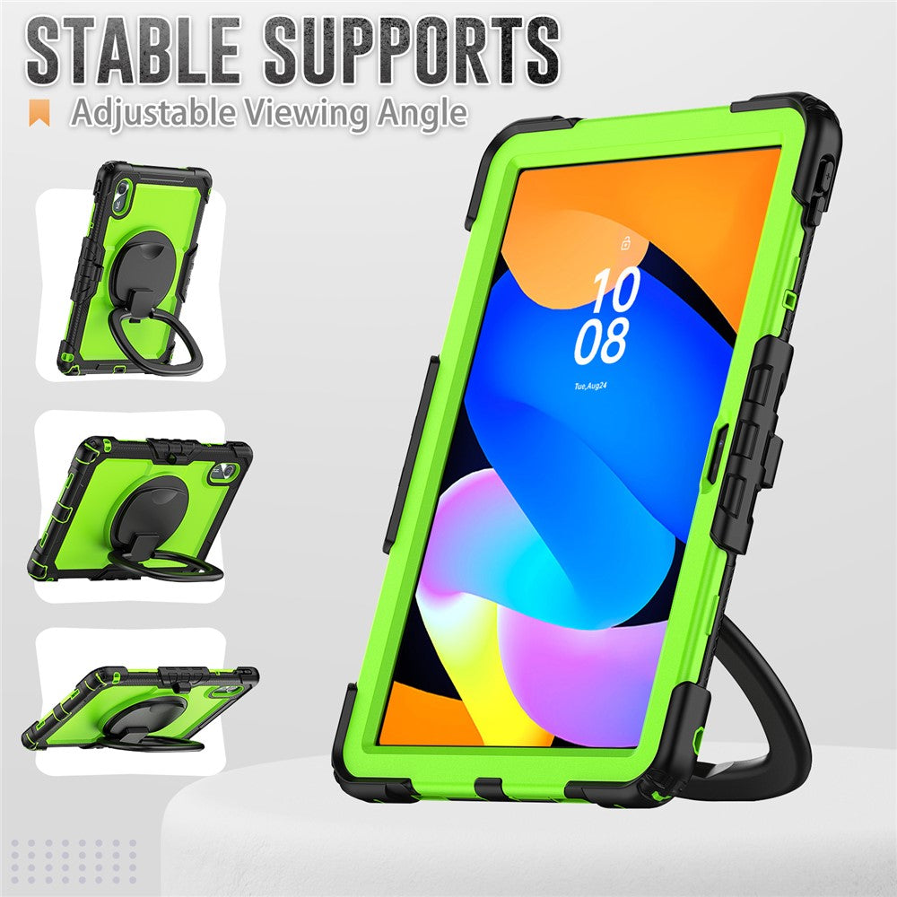 For Lenovo Xiaoxin Pad 11 2025 / 2024 / Idea Tab / K11 Gen 2 / M11 / K11 LTE (2024) Case Kickstand PC+Silicone Tablet Cover with Strap - Yellowgreen / Black