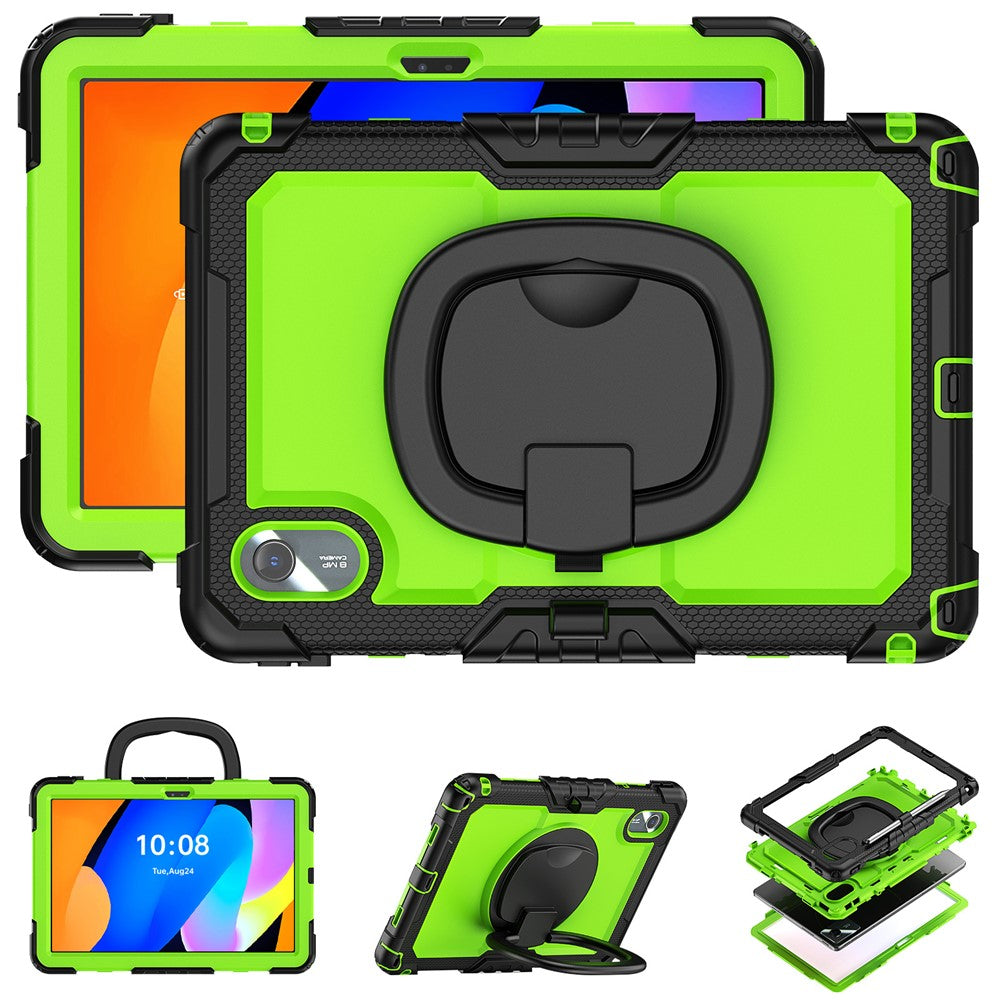 For Lenovo Xiaoxin Pad 11 2025 / 2024 / Idea Tab / K11 Gen 2 / M11 / K11 LTE (2024) Case Kickstand PC+Silicone Tablet Cover with Strap - Yellowgreen / Black