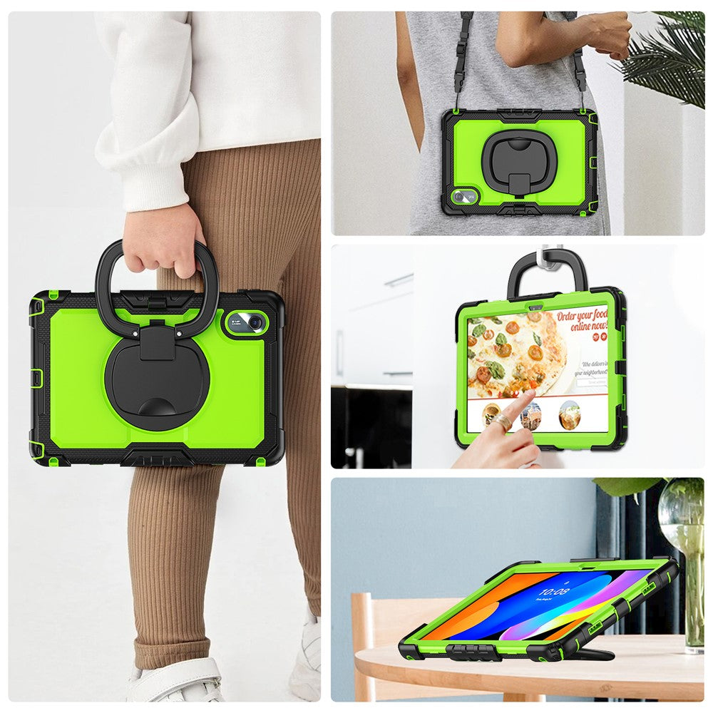 For Lenovo Xiaoxin Pad 11 2025 / 2024 / Idea Tab / K11 Gen 2 / M11 / K11 LTE (2024) Case Kickstand PC+Silicone Tablet Cover with Strap - Yellowgreen / Black