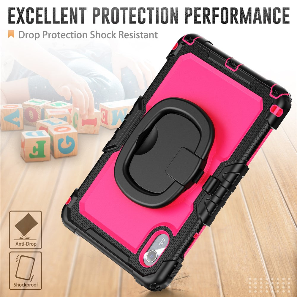 For Lenovo Xiaoxin Pad 11 2025 / 2024 / Idea Tab / K11 Gen 2 / M11 / K11 LTE (2024) Case Kickstand PC+Silicone Tablet Cover with Strap - Rose / Black