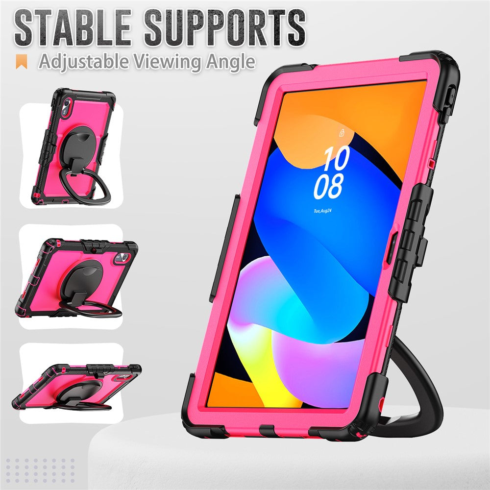 For Lenovo Xiaoxin Pad 11 2025 / 2024 / Idea Tab / K11 Gen 2 / M11 / K11 LTE (2024) Case Kickstand PC+Silicone Tablet Cover with Strap - Rose / Black