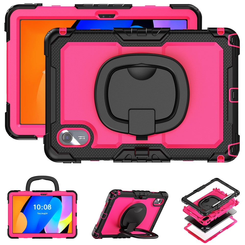 For Lenovo Xiaoxin Pad 11 2025 / 2024 / Idea Tab / K11 Gen 2 / M11 / K11 LTE (2024) Case Kickstand PC+Silicone Tablet Cover with Strap - Rose / Black