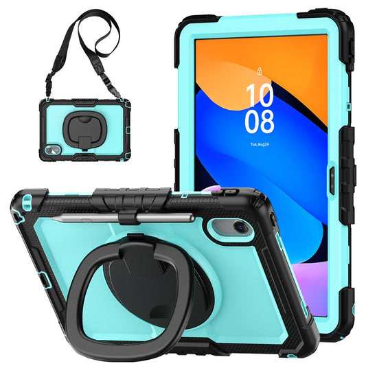 For Lenovo Xiaoxin Pad 11 2025  / 2024 / Idea Tab / K11 Gen 2 / M11 / K11 LTE (2024) Case Kickstand PC+Silicone Tablet Cover with Strap - Baby Blue / black