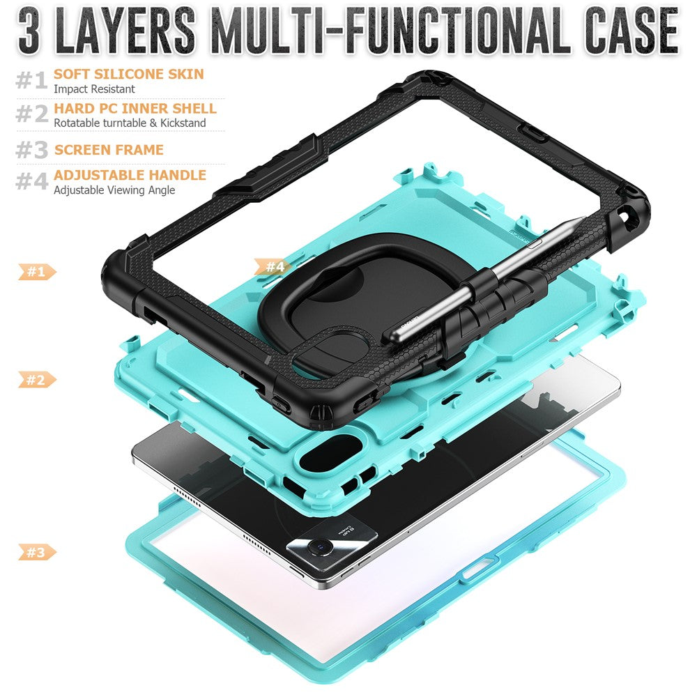 For Lenovo Xiaoxin Pad 11 2025  / 2024 / Idea Tab / K11 Gen 2 / M11 / K11 LTE (2024) Case Kickstand PC+Silicone Tablet Cover with Strap - Baby Blue / black