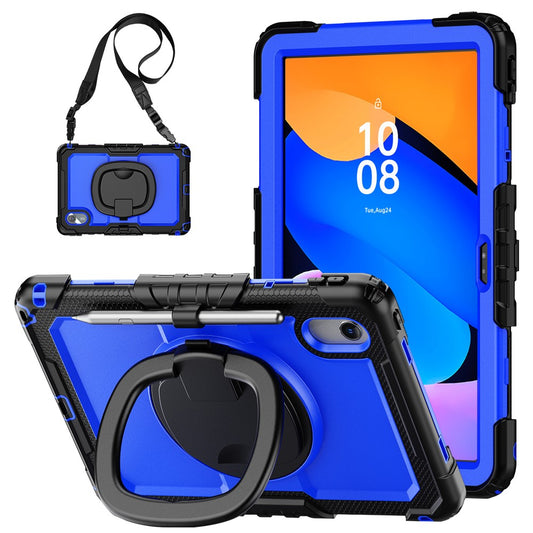 For Lenovo Xiaoxin Pad 11 2025  / 2024 / Idea Tab / K11 Gen 2 / M11 / K11 LTE (2024) Case Kickstand PC+Silicone Tablet Cover with Strap - Dark Blue / Black