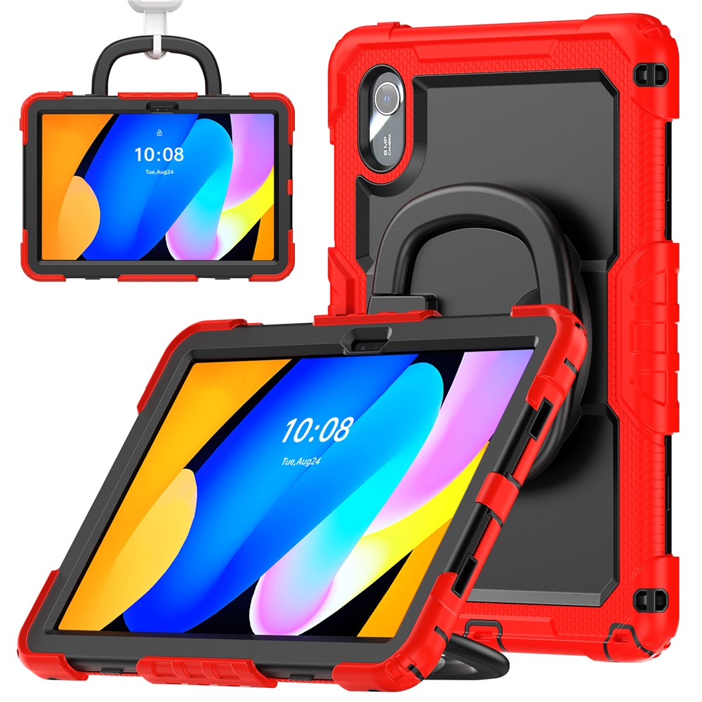 For Lenovo Xiaoxin Pad 11 2025 / 2024 / Idea Tab / K11 Gen 2 / M11 / K11 LTE (2024) Case Kickstand PC+Silicone Tablet Cover with Strap - Red