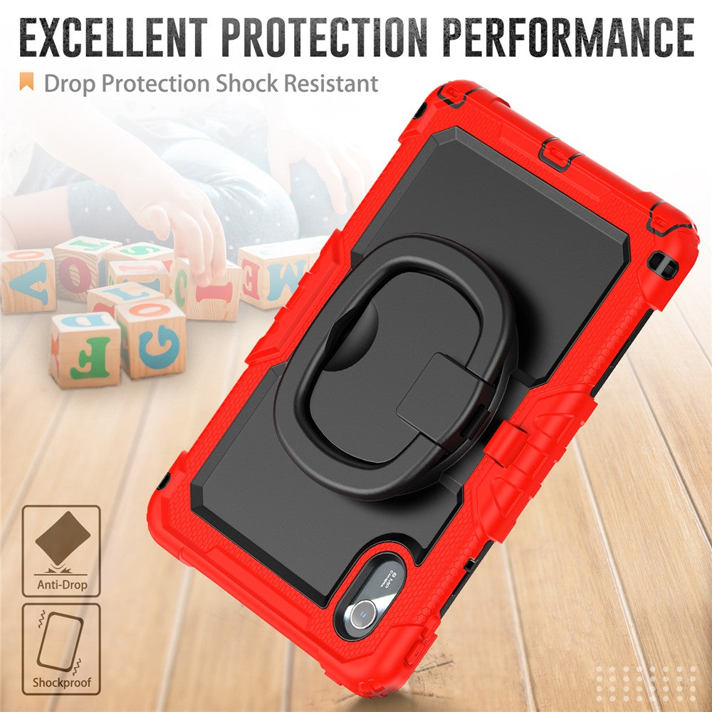 For Lenovo Xiaoxin Pad 11 2025 / 2024 / Idea Tab / K11 Gen 2 / M11 / K11 LTE (2024) Case Kickstand PC+Silicone Tablet Cover with Strap - Red