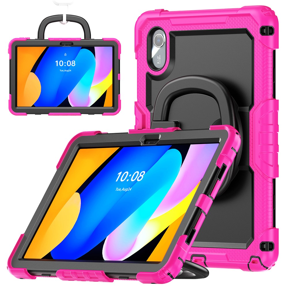 For Lenovo Xiaoxin Pad 11 2025 / 2024 / Idea Tab / K11 Gen 2 / M11 / K11 LTE (2024) Case Kickstand PC+Silicone Tablet Cover with Strap - Rose