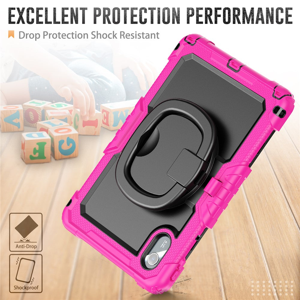 For Lenovo Xiaoxin Pad 11 2025 / 2024 / Idea Tab / K11 Gen 2 / M11 / K11 LTE (2024) Case Kickstand PC+Silicone Tablet Cover with Strap - Rose