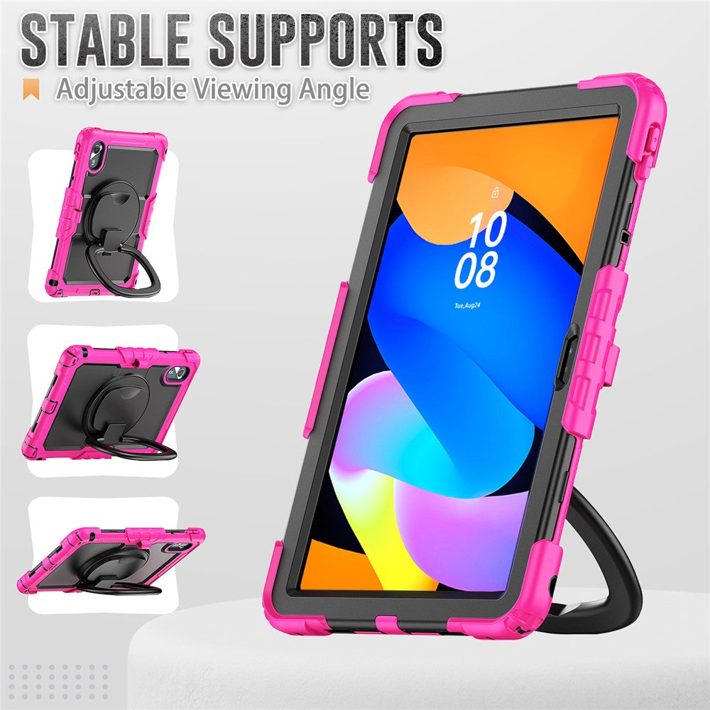 For Lenovo Xiaoxin Pad 11 2025 / 2024 / Idea Tab / K11 Gen 2 / M11 / K11 LTE (2024) Case Kickstand PC+Silicone Tablet Cover with Strap - Rose