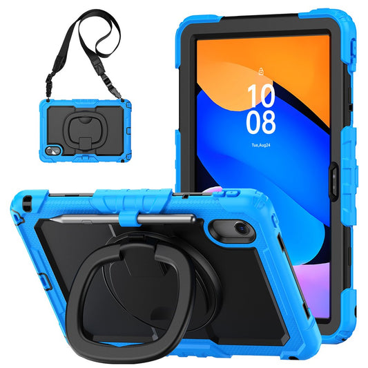 For Lenovo Xiaoxin Pad 11 2025 / 2024 / Idea Tab / K11 Gen 2 / M11 / K11 LTE (2024) Case Kickstand PC+Silicone Tablet Cover with Strap - Baby Blue