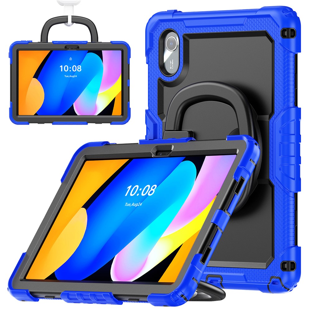 For Lenovo Xiaoxin Pad 11 2025 / 2024 / Idea Tab / K11 Gen 2 / M11 / K11 LTE (2024) Case Kickstand PC+Silicone Tablet Cover with Strap - Dark Blue