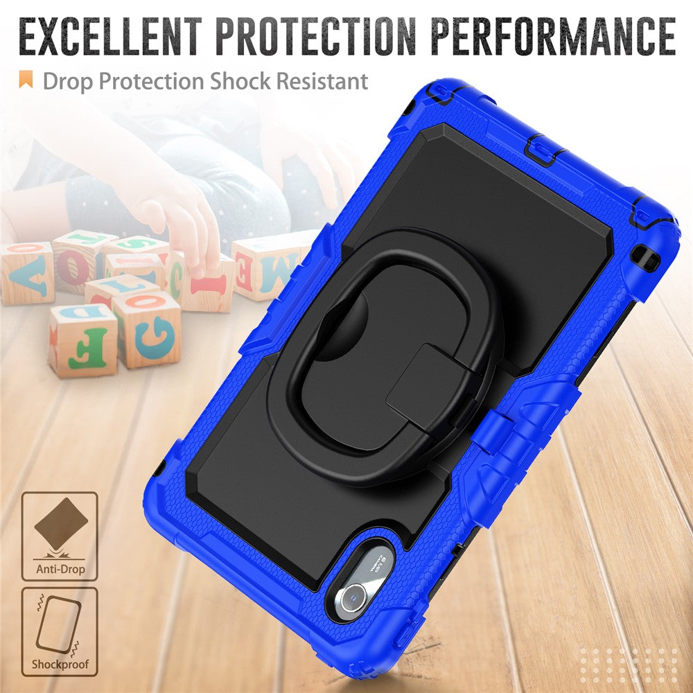 For Lenovo Xiaoxin Pad 11 2025 / 2024 / Idea Tab / K11 Gen 2 / M11 / K11 LTE (2024) Case Kickstand PC+Silicone Tablet Cover with Strap - Dark Blue