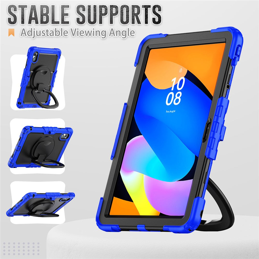 For Lenovo Xiaoxin Pad 11 2025 / 2024 / Idea Tab / K11 Gen 2 / M11 / K11 LTE (2024) Case Kickstand PC+Silicone Tablet Cover with Strap - Dark Blue