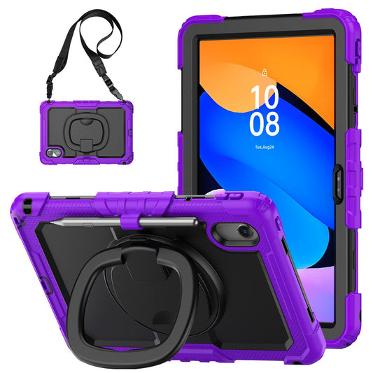 For Lenovo Xiaoxin Pad 11 2025 / 2024 / Idea Tab / K11 Gen 2 / M11 / K11 LTE (2024) Case Kickstand PC+Silicone Tablet Cover with Strap - Purple