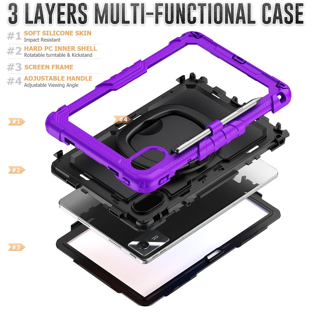 For Lenovo Xiaoxin Pad 11 2025 / 2024 / Idea Tab / K11 Gen 2 / M11 / K11 LTE (2024) Case Kickstand PC+Silicone Tablet Cover with Strap - Purple