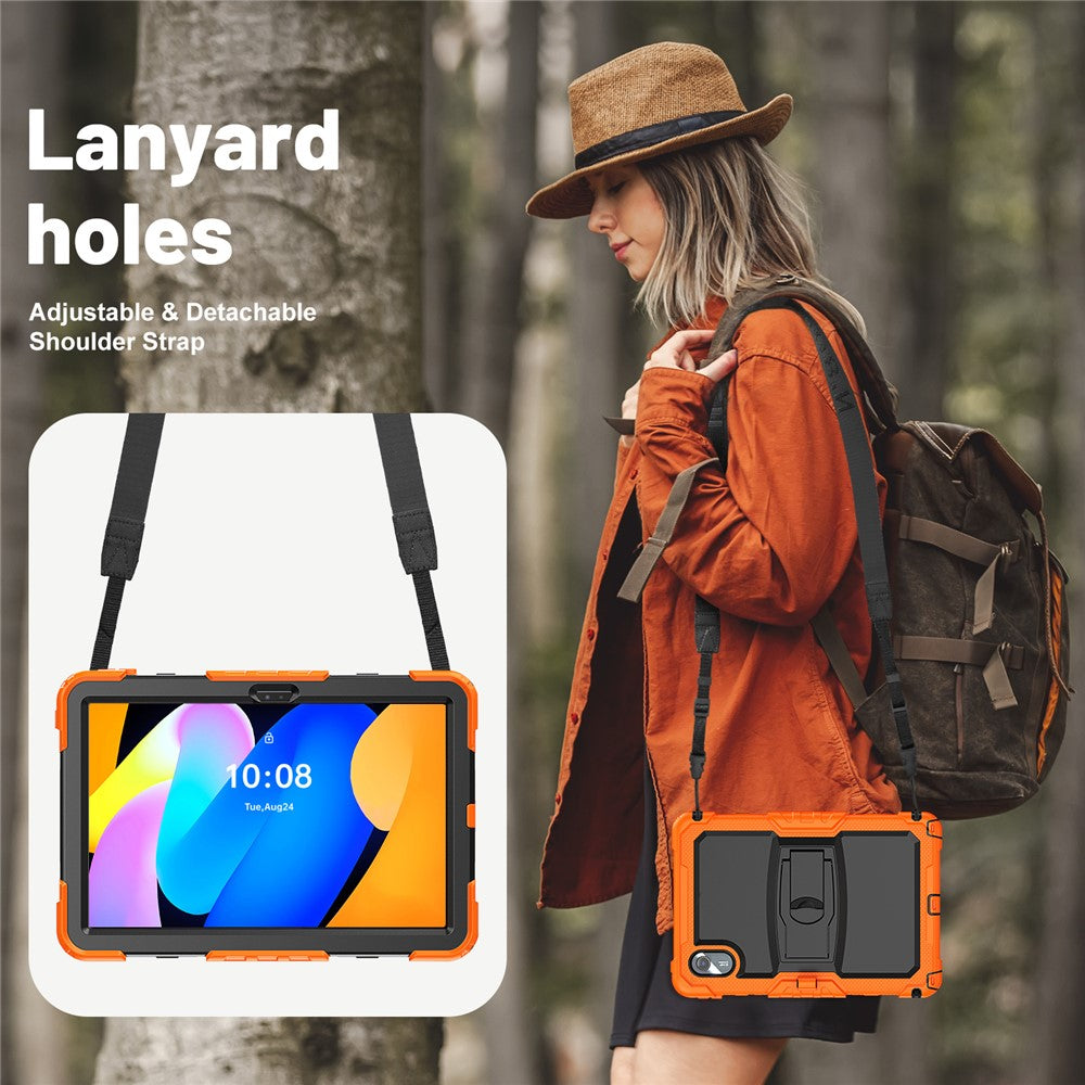 For Lenovo Xiaoxin Pad 11 2025 / 2024 / Idea Tab / K11 Gen 2 / M11 / K11 LTE (2024) Case PC+Silicone Kickstand Tablet Cover with Strap - Orange