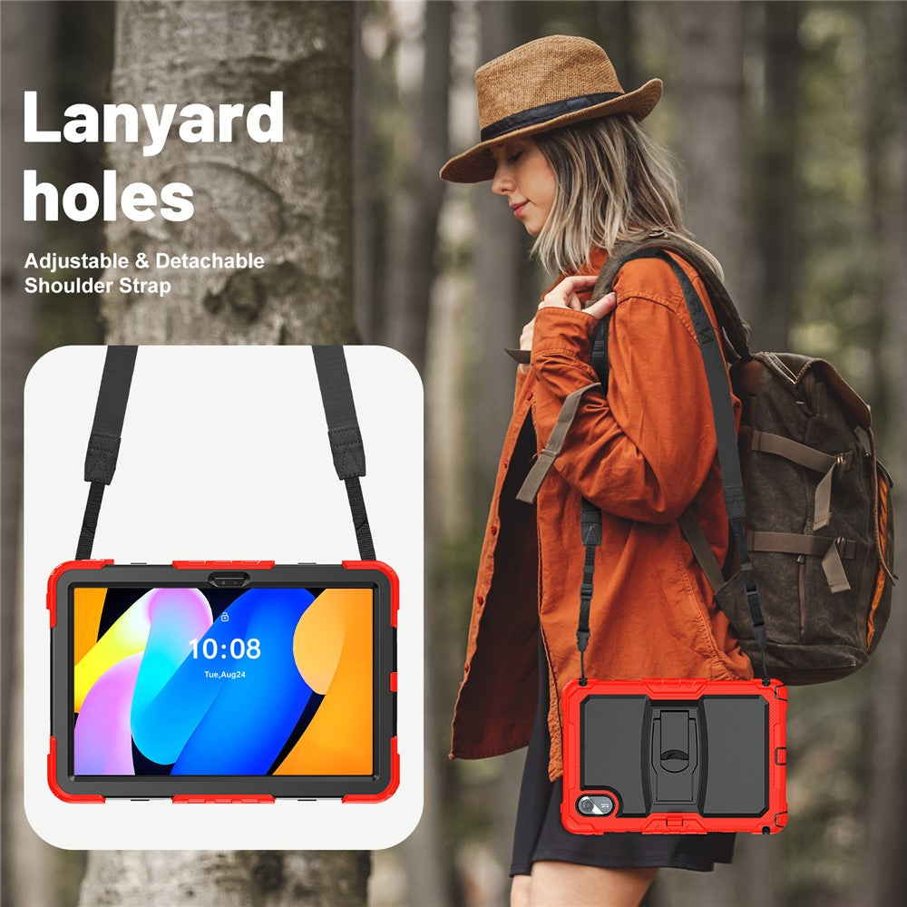 For Lenovo Xiaoxin Pad 11 2025 / 2024 / Idea Tab / K11 Gen 2 / M11 / K11 LTE (2024) Case PC+Silicone Kickstand Tablet Cover with Strap - Red