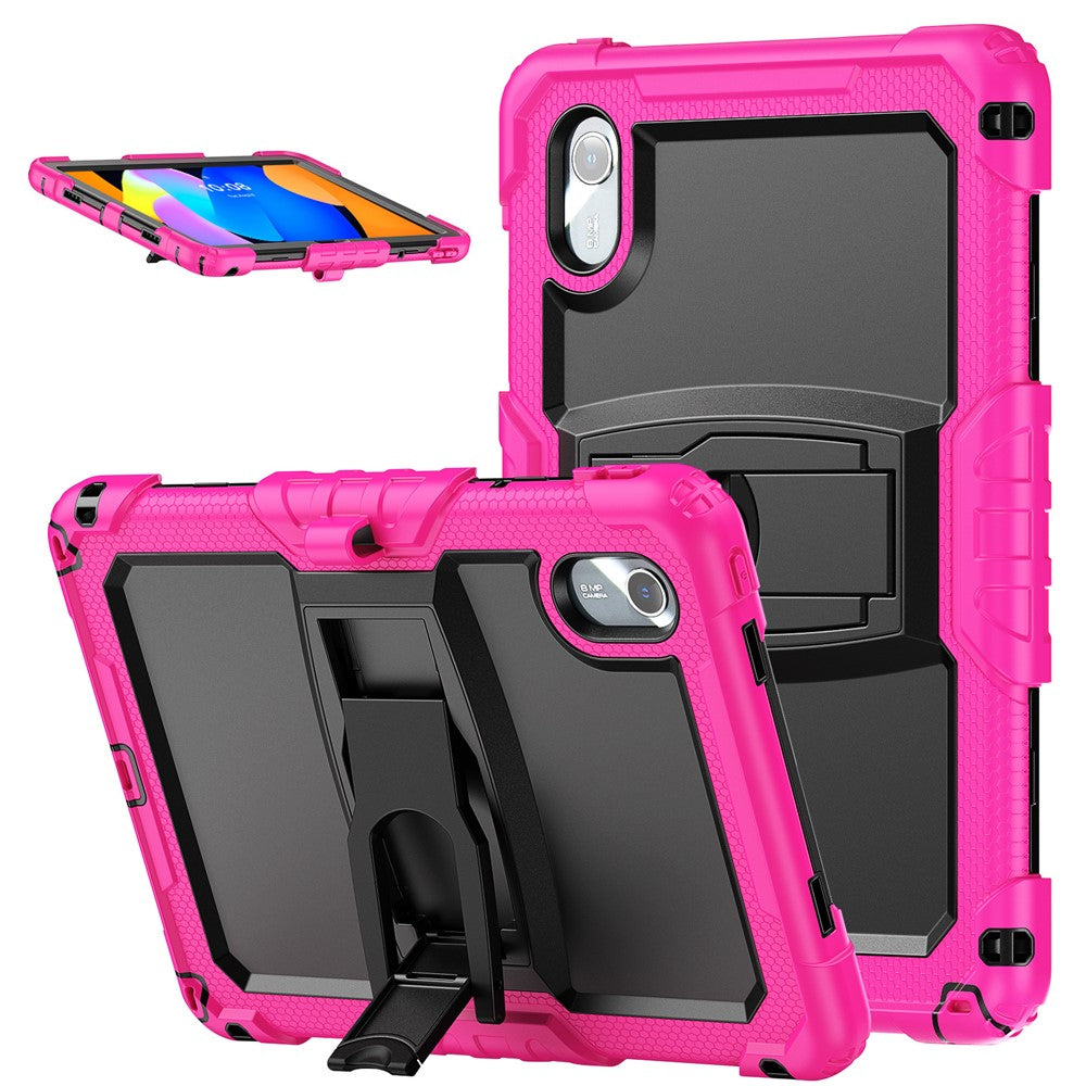 For Lenovo Xiaoxin Pad 11 2025 / 2024 / Idea Tab / K11 Gen 2 / M11 / K11 LTE (2024) Case PC+Silicone Kickstand Tablet Cover with Strap - Rose