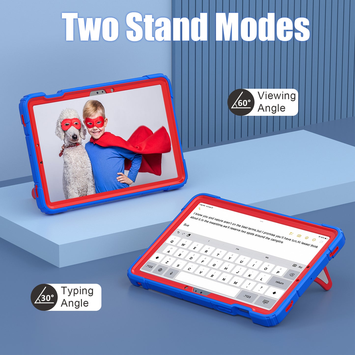 For Samsung Galaxy Tab S7 / S8 / S9 SM-X710 / S9 FE Case Spider Web Silicone+PC Rugged Protective Cover - Blue+Red