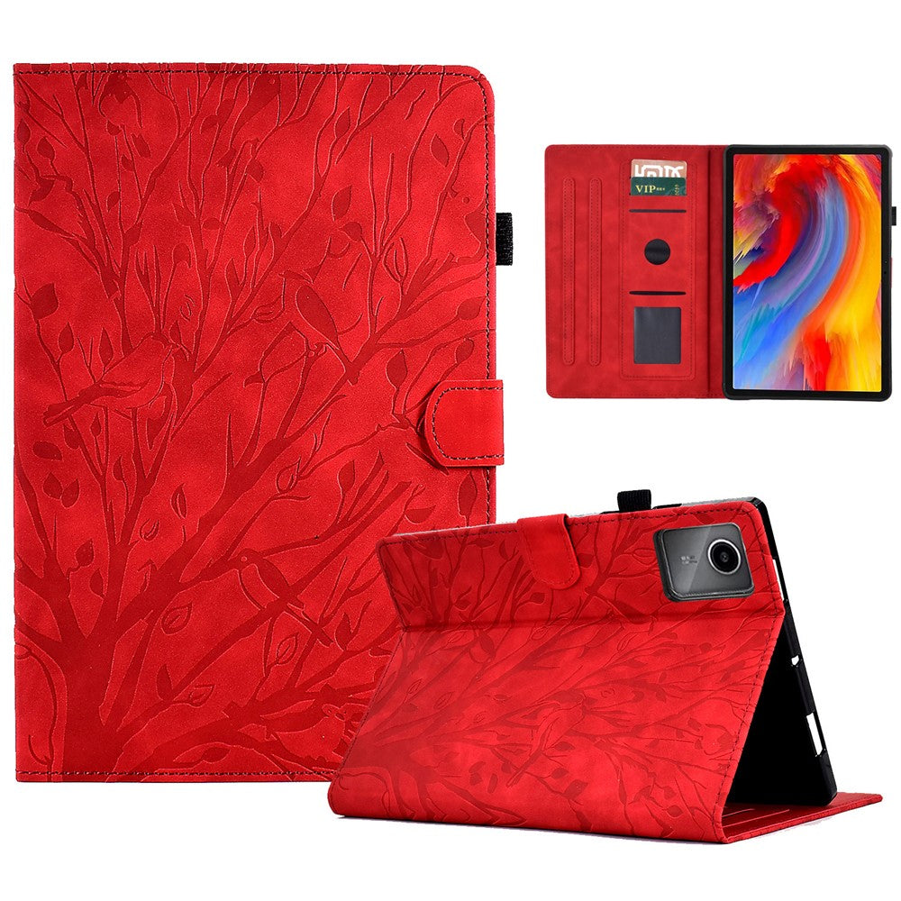 A7 For Lenovo Tab M11 / Xiaoxin Pad 11 2024 Case Solid Color  Auto Wake  /  Sleep Tablet Stand Cover - Red