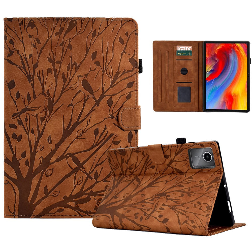 A7 For Lenovo Tab M11 / Xiaoxin Pad 11 2024 Case Solid Color  Auto Wake  /  Sleep Tablet Stand Cover - Brown