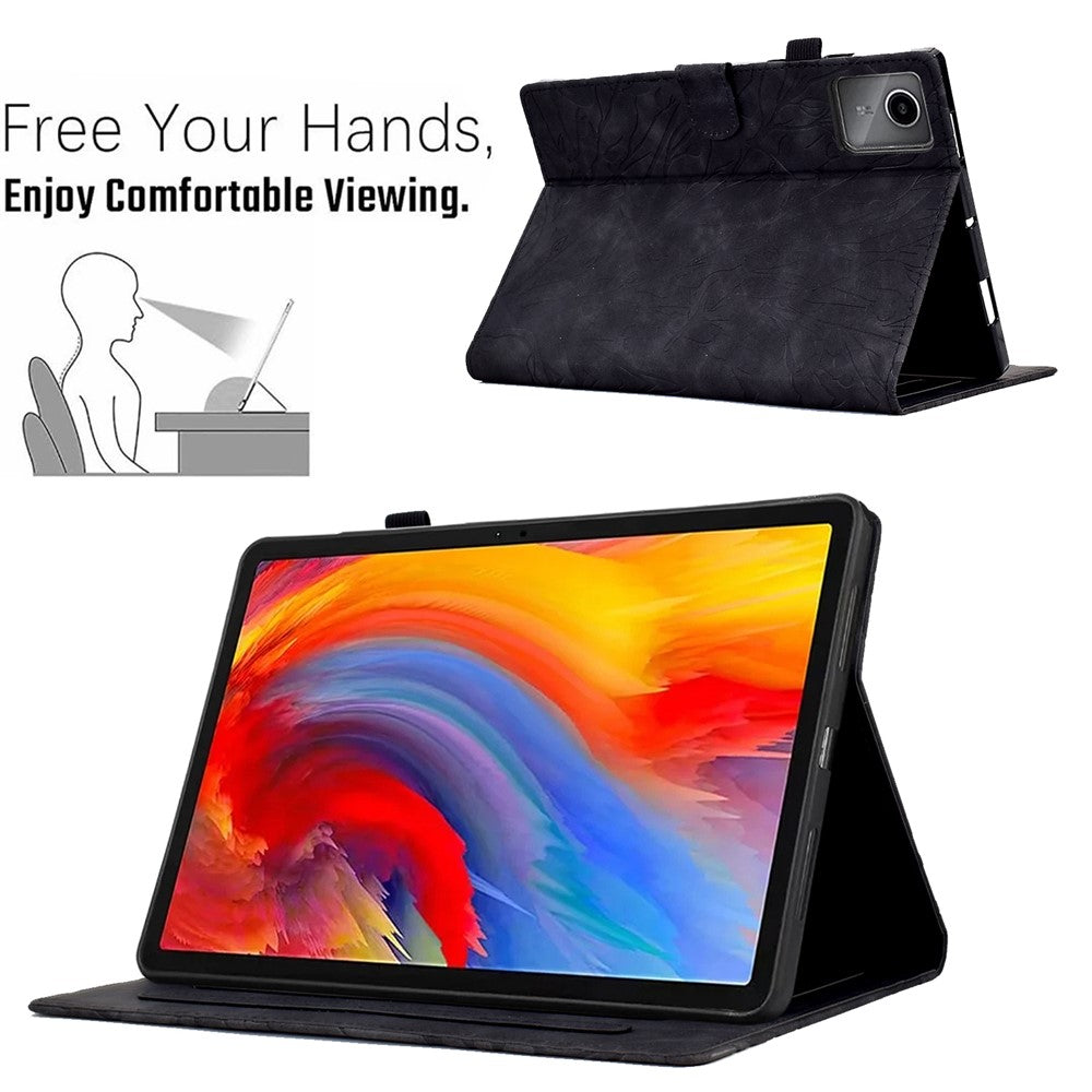 A7 For Lenovo Tab M11 / Xiaoxin Pad 11 2024 Case Solid Color  Auto Wake  /  Sleep Tablet Stand Cover - Black