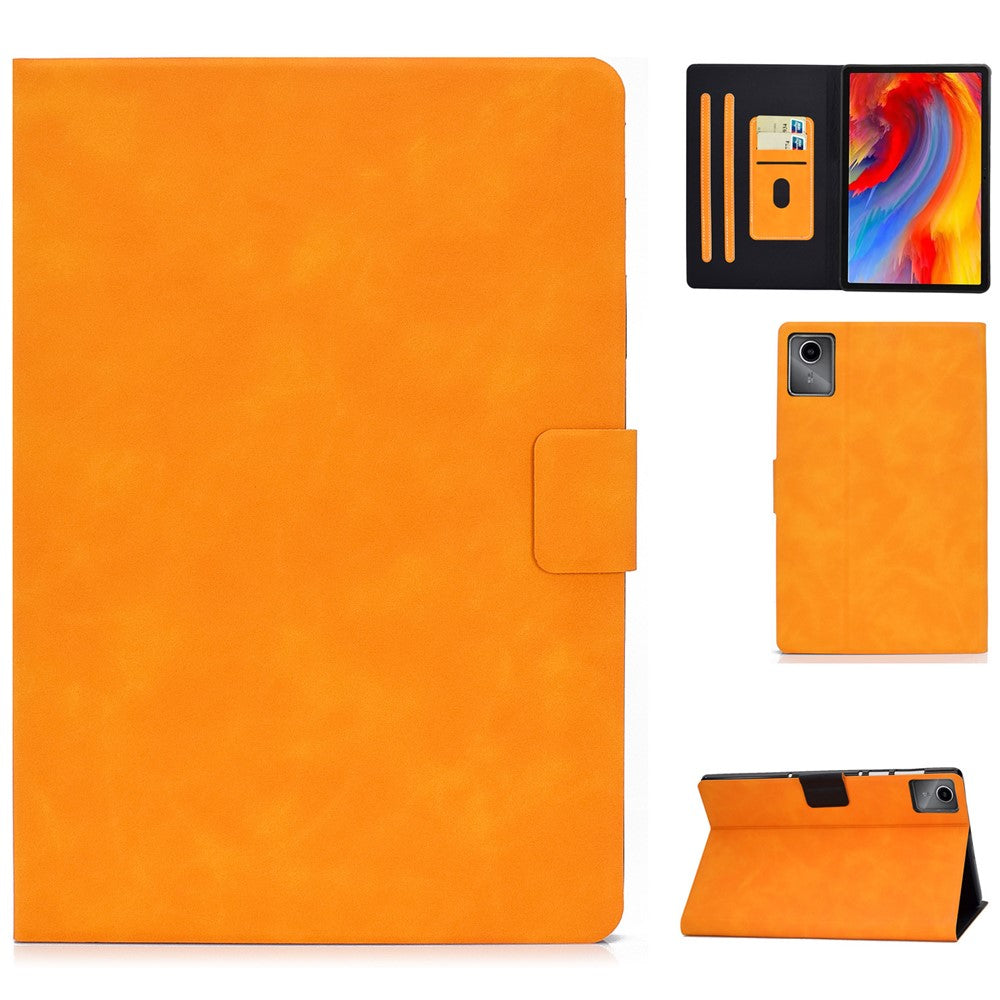 A4 For Lenovo Tab M11 / Xiaoxin Pad 11 2024 Case Card Holder Cowhide Texture Leather Tablet Cover - Khaki