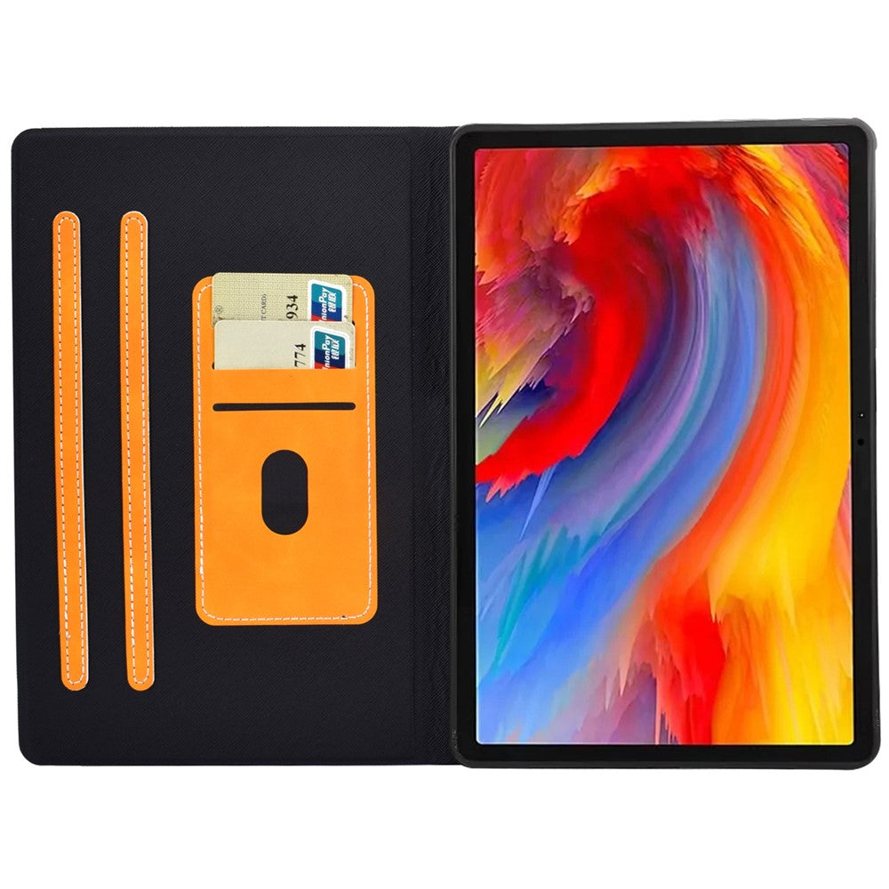 A4 For Lenovo Tab M11 / Xiaoxin Pad 11 2024 Case Card Holder Cowhide Texture Leather Tablet Cover - Khaki