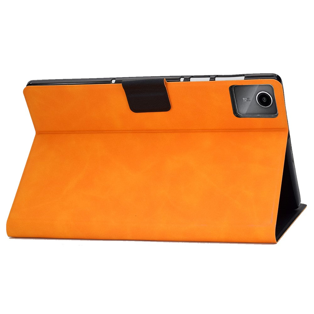 A4 For Lenovo Tab M11 / Xiaoxin Pad 11 2024 Case Card Holder Cowhide Texture Leather Tablet Cover - Khaki