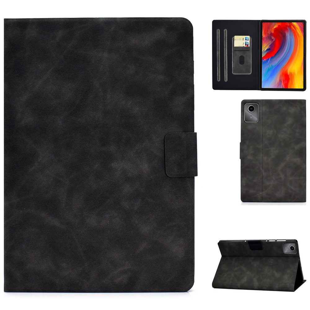 A4 For Lenovo Tab M11 / Xiaoxin Pad 11 2024 Case Card Holder Cowhide Texture Leather Tablet Cover - Grey
