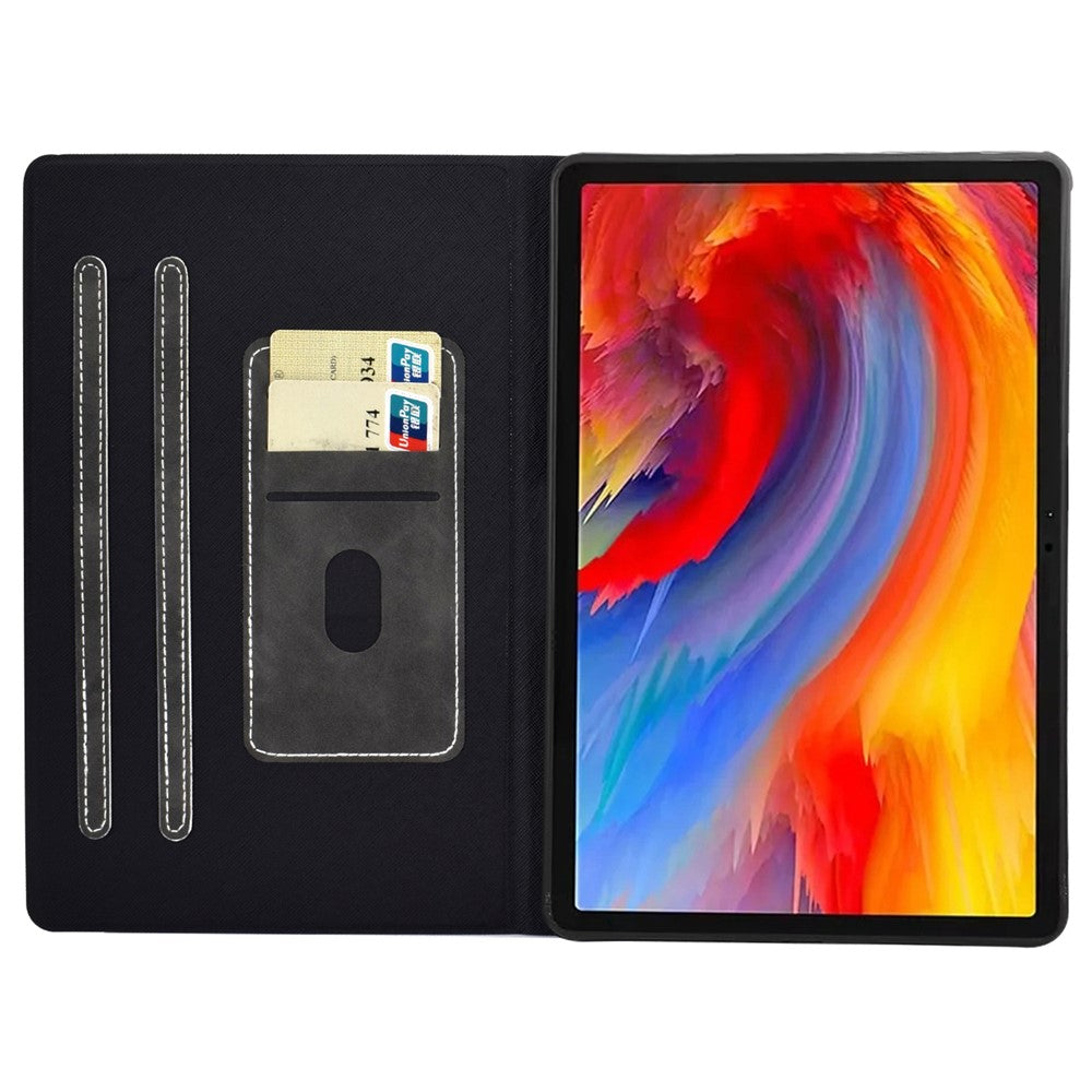 A4 For Lenovo Tab M11 / Xiaoxin Pad 11 2024 Case Card Holder Cowhide Texture Leather Tablet Cover - Grey