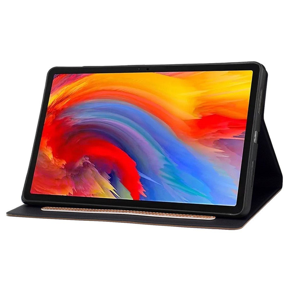 A4 For Lenovo Tab M11 / Xiaoxin Pad 11 2024 Case Card Holder Cowhide Texture Leather Tablet Cover - Brown