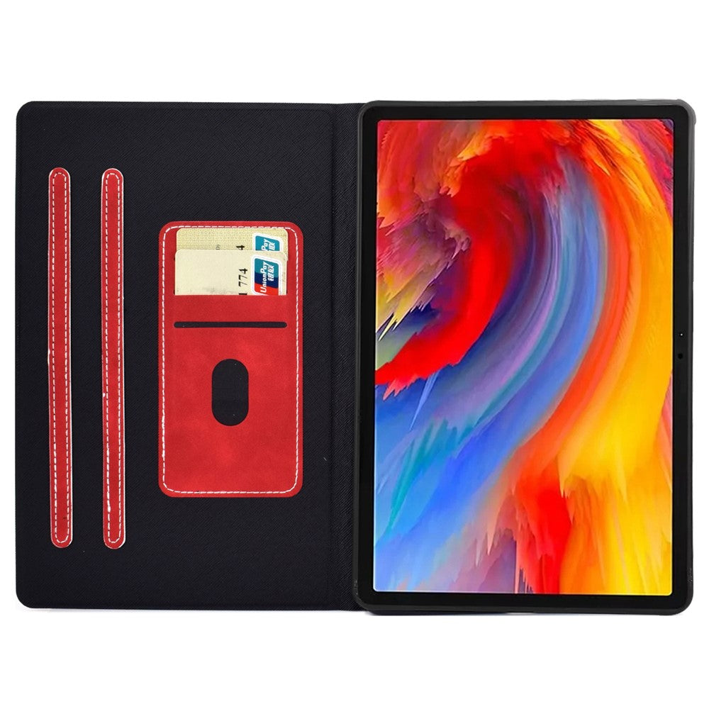 A4 For Lenovo Tab M11 / Xiaoxin Pad 11 2024 Case Card Holder Cowhide Texture Leather Tablet Cover - Red