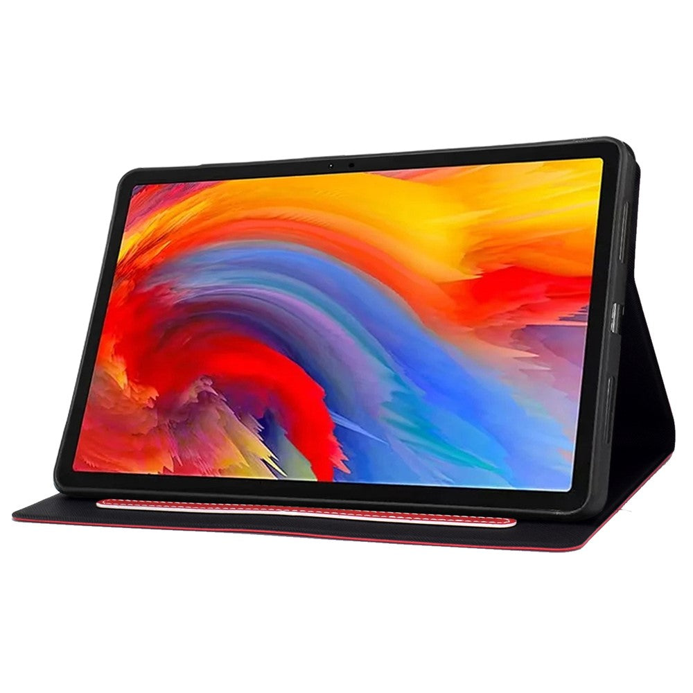 A4 For Lenovo Tab M11 / Xiaoxin Pad 11 2024 Case Card Holder Cowhide Texture Leather Tablet Cover - Red