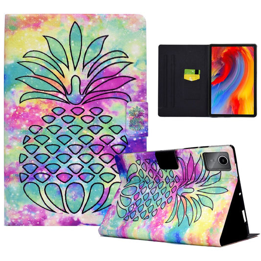 A2 For Lenovo Tab M11 / Xiaoxin Pad 11 2024 Leather Case Pattern Printed Card Slots Tablet Cover - Colorful Pineapple
